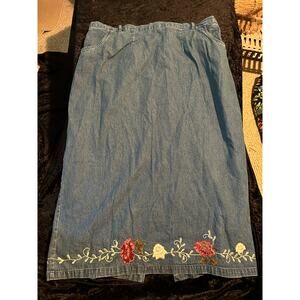 Denim & Co Embroidered Plus Size Skirt